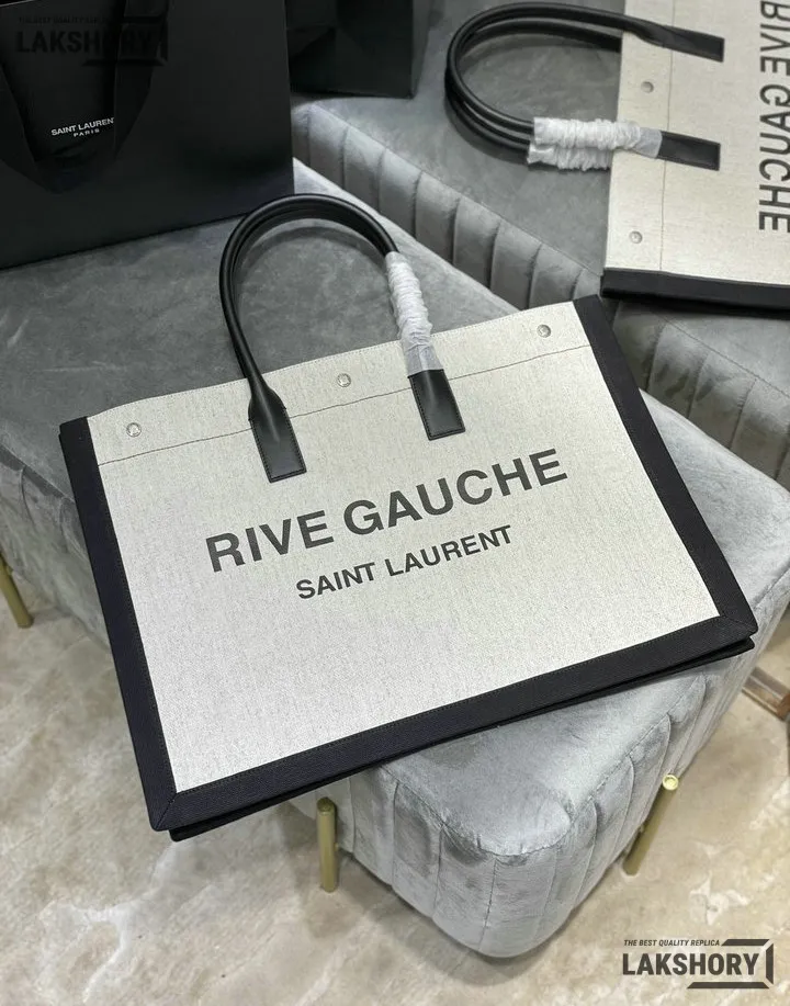 YSL 1:1 Mirror Replica Linen Calfskin Rive Gauche Tote Natural 48CM/18.9IN Replica Tote Bags YSL 1:1 Mirror Replica Linen Calfskin Rive Gauche Tote Natural 48CM/18.9IN Replica Tote Bags