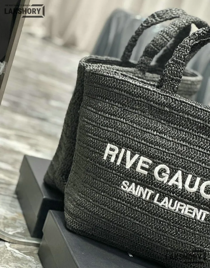 YSL 1:1 Mirror Replica Raffia Embroidered Rive Gauche Tote Bag 38CM/15IN Replica Tote Bags YSL 1:1 Mirror Replica Raffia Embroidered Rive Gauche Tote Bag 38CM/15IN Replica Tote Bags