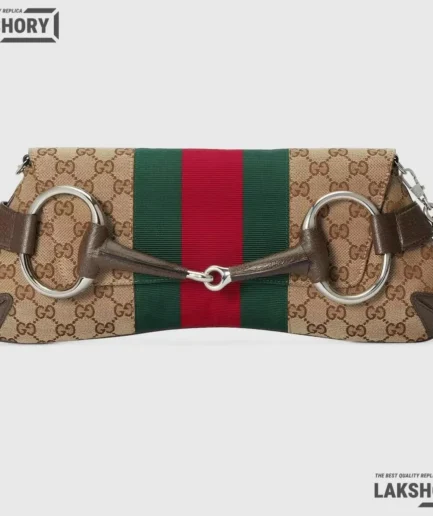 Gucci 1:1 Mirror Replica Chain Medium Grosgrain Web Small Horsebit 38CM/15IN Gucci Replica Horsebit Bags