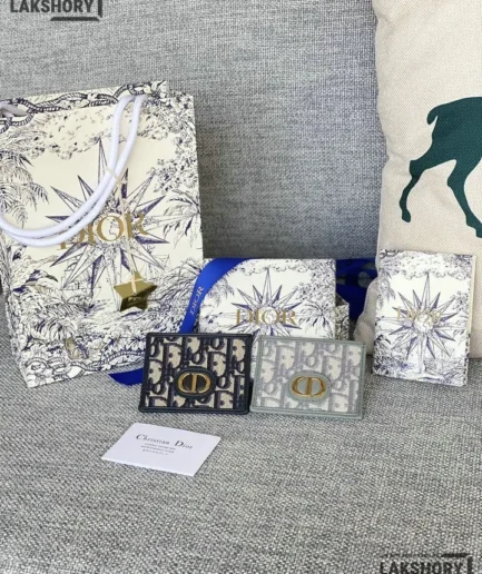 Dior 1:1 Mirror Replica Dior 30 Montaigne Card Holder Oblique Canvas & Leather 7.5CM/3IN Christian Dior Replica Wallets