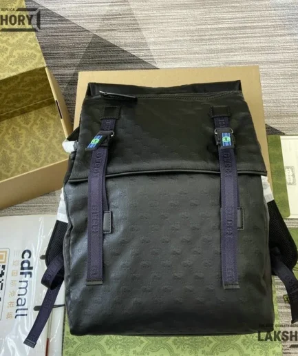 Gucci 1:1 Mirror Replica Interlocking G Crystal GG Backpack Black 40CM/15.7IN Gucci Replica Backpacks