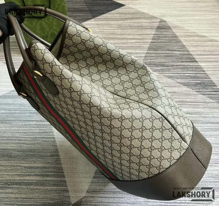 Gucci 1:1 Mirror Replica GG Web Savoy Duffle Bag Beige Ebony 48CM/18.9IN Gucci Replica Ophidia Bags Gucci 1:1 Mirror Replica GG Web Savoy Duffle Bag Beige Ebony 48CM/18.9IN Gucci Replica Ophidia Bags