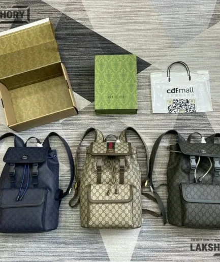 Gucci 1:1 Mirror Replica GG Signature Supreme Medium Ophidia Backpack 40.5CM/15.9IN Gucci Replica Backpacks