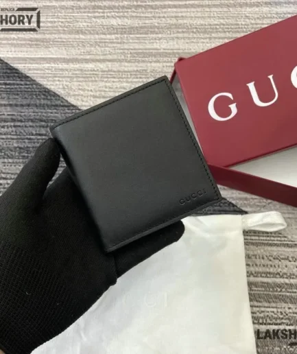 Gucci 1:1 Mirror Replica Emblem Bi-fold w/ Gucci Logo Wallet 10CM/3.9IN Gucci Replica Wallets