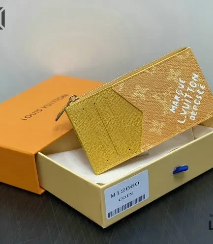 Louis Vuitton 1:1 Mirror Replica Coin Card Holder Yellow 14.5CM/5.7IN Louis Vuitton Replica Wallets