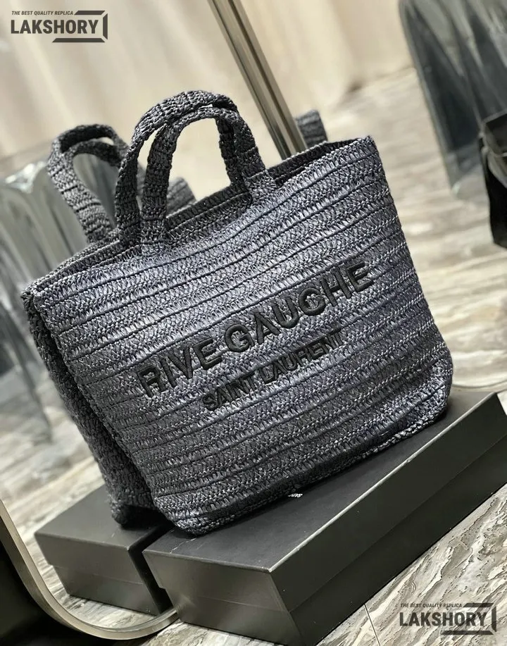 YSL 1:1 Mirror Replica Raffia Embroidered Rive Gauche Tote Bag 38CM/15IN Replica Tote Bags YSL 1:1 Mirror Replica Raffia Embroidered Rive Gauche Tote Bag 38CM/15IN Replica Tote Bags