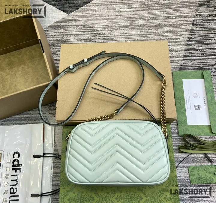 Gucci 1:1 Mirror Replica Medium GG Marmont Chain Light Blue 24CM/9.4IN Gucci Replica Marmont Bags Gucci 1:1 Mirror Replica Medium GG Marmont Chain Light Blue 24CM/9.4IN Gucci Replica Marmont Bags