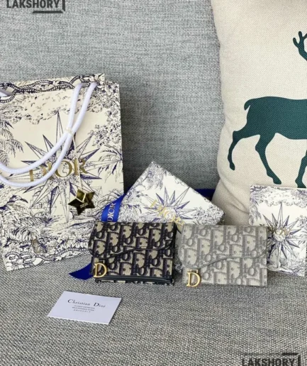 Dior 1:1 Mirror Replica Saddle Lotus Wallet Card Holder 11CM/4.3IN Christian Dior Replica Wallets