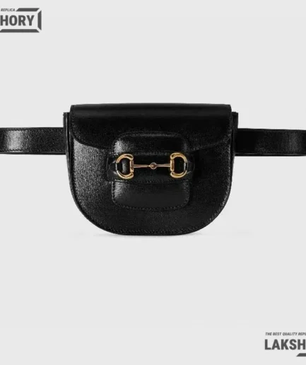 Gucci 1:1 Mirror Replica Gucci Horsebit 1955 Rounded Black Belt Bag 16CM/6.3IN Gucci Replica Horsebit Bags