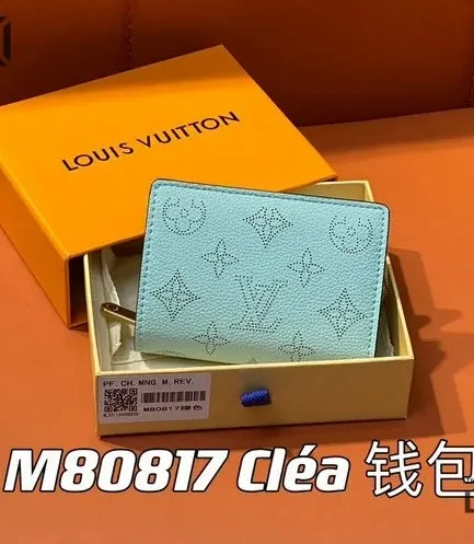 Louis Vuitton 1:1 Mirror Replica Clea Wallet Mahina Blue 11CM/4.3IN Louis Vuitton Replica Wallets