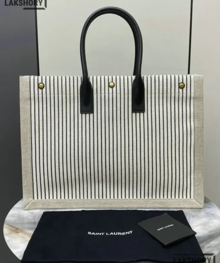 YSL 1:1 Mirror Replica Rive Gauche Striped Canvas Tote Bag 48CM/18.9IN Replica Tote Bags