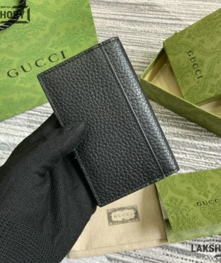 Gucci 1:1 Mirror Replica Long Card Case w/ Gucci logo Black 7.5CM/3IN Gucci Replica Wallets