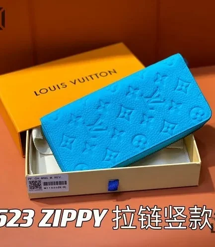 Louis Vuitton 1:1 Mirror Replica Zippy Vertical Wallet Taurillon Monogram Turquoise 20CM/7.9IN Louis Vuitton Replica Wallets