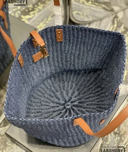 YSL 1:1 Mirror Replica Large Panier Tote Blue Orchid Brick 55CM/21.7IN Replica Tote Bags