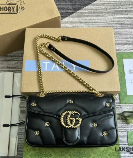 Gucci 1:1 Mirror Replica Matelasse Double G Small GG Marmont Bag Gucci Replica Marmont Bags