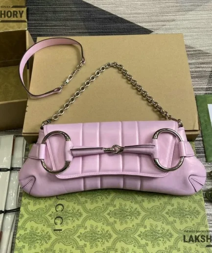 Gucci 1:1 Mirror Replica Iridescent Nappa Vertical Chain Horsebit Medium 38CM/15IN Gucci Replica Horsebit Bags
