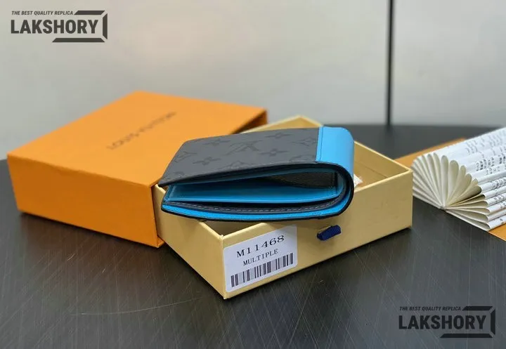 Louis Vuitton 1:1 Mirror Replica Multiple Wallet Monogram Eclipse Turquoise 9CM/3.5IN Louis Vuitton Replica Wallets Louis Vuitton 1:1 Mirror Replica Multiple Wallet Monogram Eclipse Turquoise 9CM/3.5IN Louis Vuitton Replica Wallets