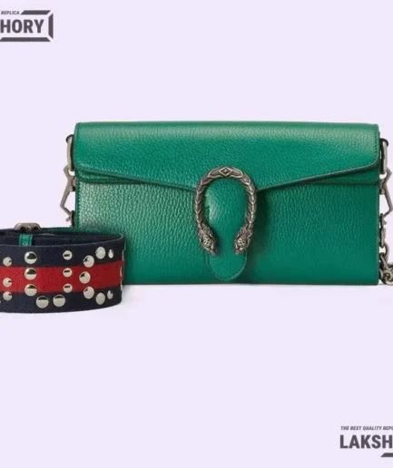 Gucci 1:1 Mirror Replica Medium Dionysus East-West Flap Green Bag 25CM/9.8IN Gucci Replica Dionysus Bags