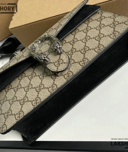 Gucci 1:1 Mirror Replica Dionysus Medium In GG Supreme Suede 25CM/9.8IN Gucci Replica Dionysus Bags