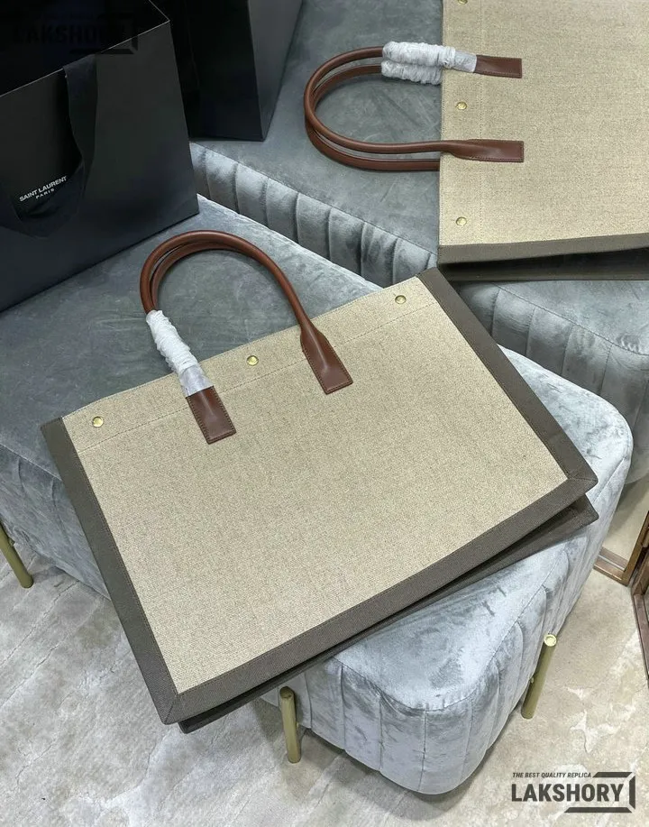 YSL 1:1 Mirror Replica Linen Calfskin Rive Gauche Tote Natural 48CM/18.9IN Replica Tote Bags YSL 1:1 Mirror Replica Linen Calfskin Rive Gauche Tote Natural 48CM/18.9IN Replica Tote Bags