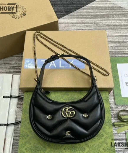 Gucci 1:1 Mirror Replica GG Marmont Half Moon Shaped Mini Bag 21CM/8.3IN Gucci Replica Marmont Bags