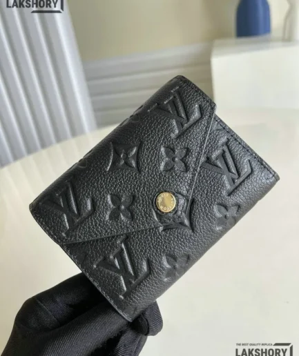 Louis Vuitton 1:1 Mirror Replica Victorine Wallet Monogram Black Navy Blue 12CM/4.7IN Louis Vuitton Replica Wallets