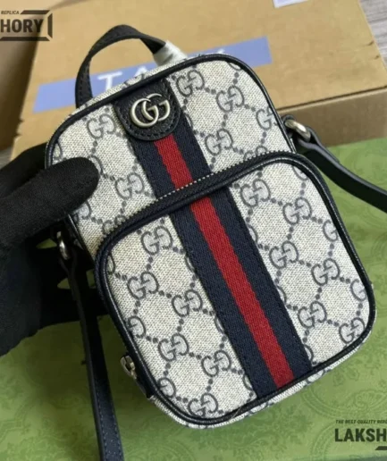 Gucci 1:1 Mirror Replica GG Mini Ophidia Zip Crossbody Bag 16CM/6.3IN Gucci Replica Ophidia Bags