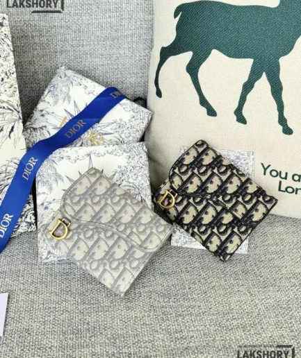 Dior 1:1 Mirror Replica Oblique Saddle Lotus Wallet 11CM/4.3IN Christian Dior Replica Wallets