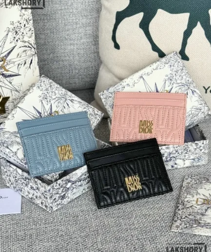 Dior 1:1 Mirror Replica Leather Miss Dior Dahlia Card Holder 7.5CM/3IN Christian Dior Replica Wallets