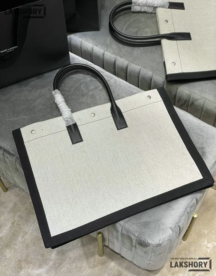 YSL 1:1 Mirror Replica Linen Calfskin Rive Gauche Tote Natural 48CM/18.9IN Replica Tote Bags YSL 1:1 Mirror Replica Linen Calfskin Rive Gauche Tote Natural 48CM/18.9IN Replica Tote Bags