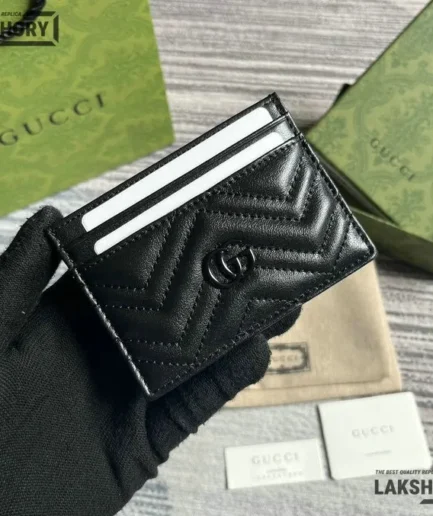 Gucci 1:1 Mirror Replica GG Marmont Leather Card Case 7CM/2.8IN Gucci Replica Wallets