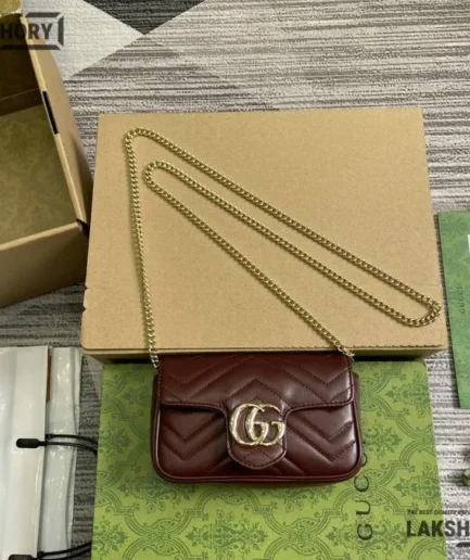 Gucci 1:1 Mirror Replica GG Marmont Mini Bag Burgundy 16.5CM/6.5IN Gucci Replica Marmont Bags