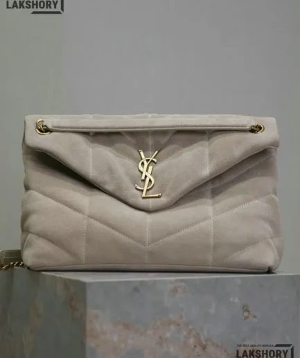 YSL 1:1 Mirror Replica Suede Loulou Puffer Toy Chain Satchel 35CM/13.8IN Replica Crossbody Bags