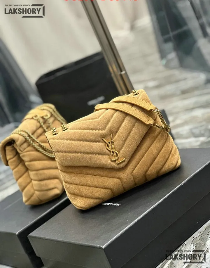 YSL 1:1 Mirror Replica Suede Calfskin Small Loulou Chain Satchel 24CM/9.4IN Replica Crossbody Bags YSL 1:1 Mirror Replica Suede Calfskin Small Loulou Chain Satchel 24CM/9.4IN Replica Crossbody Bags