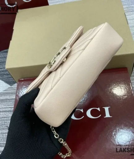 Gucci 1:1 Mirror Replica Matelasse Monochrome GG Shoulder Marmont 16.5CM/6.5IN Gucci Replica Marmont Bags