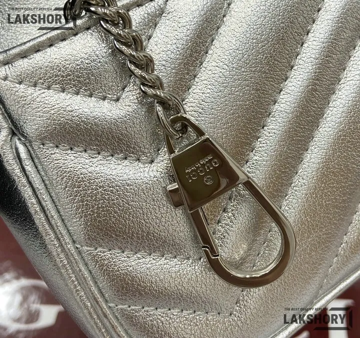 Gucci 1:1 Mirror Replica GG Marmont Mini Shoulder Bag Grey 16.5CM/6.5IN Gucci Replica Marmont Bags Gucci 1:1 Mirror Replica GG Marmont Mini Shoulder Bag Grey 16.5CM/6.5IN Gucci Replica Marmont Bags