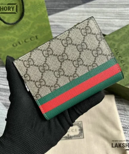 Gucci 1:1 Mirror Replica GG Supreme Bi-Fold Wallet Ebony 12.5CM/4.9IN Gucci Replica Wallets