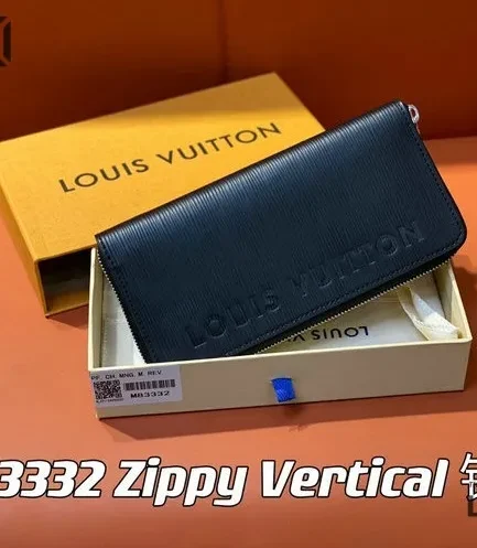 Louis Vuitton 1:1 Mirror Replica Zippy Vertical Wallet Epi Leather Black 20CM/7.9IN Louis Vuitton Replica Wallets
