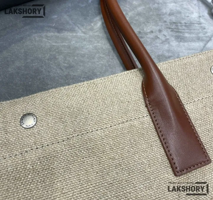 YSL 1:1 Mirror Replica Linen Calfskin Rive Gauche Tote Natural 48CM/18.9IN Replica Tote Bags YSL 1:1 Mirror Replica Linen Calfskin Rive Gauche Tote Natural 48CM/18.9IN Replica Tote Bags