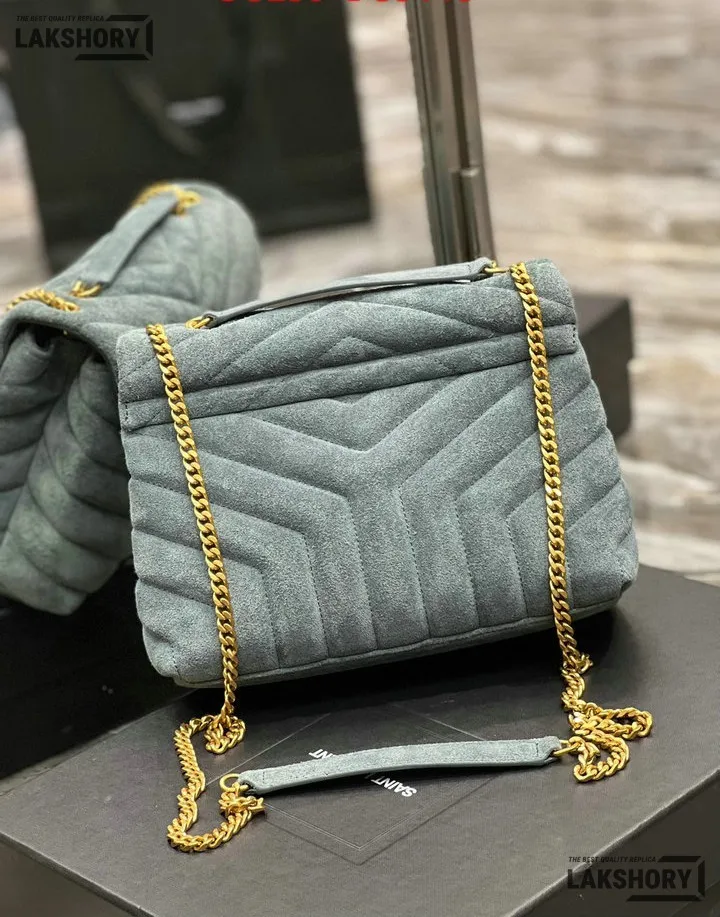 YSL 1:1 Mirror Replica Suede Calfskin Small Loulou Chain Satchel 24CM/9.4IN Replica Crossbody Bags YSL 1:1 Mirror Replica Suede Calfskin Small Loulou Chain Satchel 24CM/9.4IN Replica Crossbody Bags