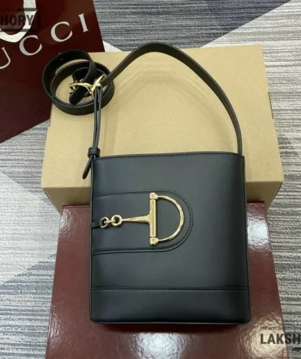 Gucci 1:1 Mirror Replica 73 Leather Small Bucket Bag 20CM/7.9IN Gucci Replica Horsebit Bags