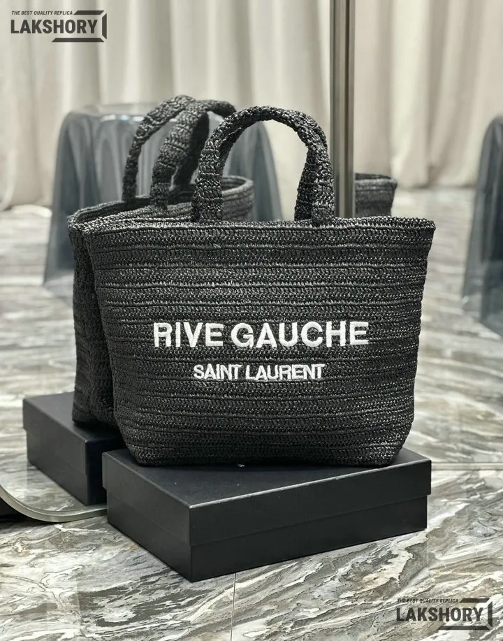 YSL 1:1 Mirror Replica Raffia Embroidered Rive Gauche Tote Bag 38CM/15IN Replica Tote Bags YSL 1:1 Mirror Replica Raffia Embroidered Rive Gauche Tote Bag 38CM/15IN Replica Tote Bags