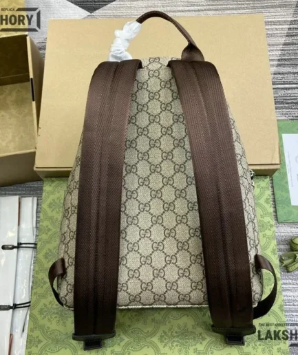 Gucci 1:1 Mirror Replica GG Supreme Childrens Backpack Beige Ebony 32CM/12.6IN Gucci Replica Backpacks