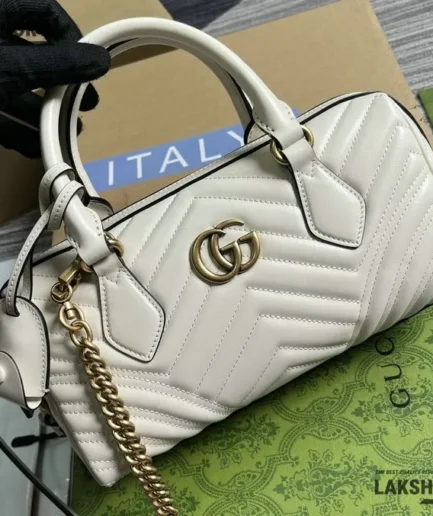 Gucci 1:1 Mirror Replica GG Marmont Small Top Handle Bag 27CM/10.6IN Gucci Replica Marmont Bags