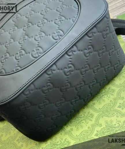 Gucci 1:1 Mirror Replica Rubber-effect Leather Medium Backpack 34CM/13.4IN Gucci Replica Backpacks