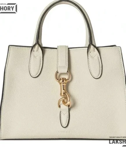 Gucci 1:1 Mirror Replica Small Tote Bag w/ Hook Closure White 24CM/9.4IN Gucci Replica Jackie Bags