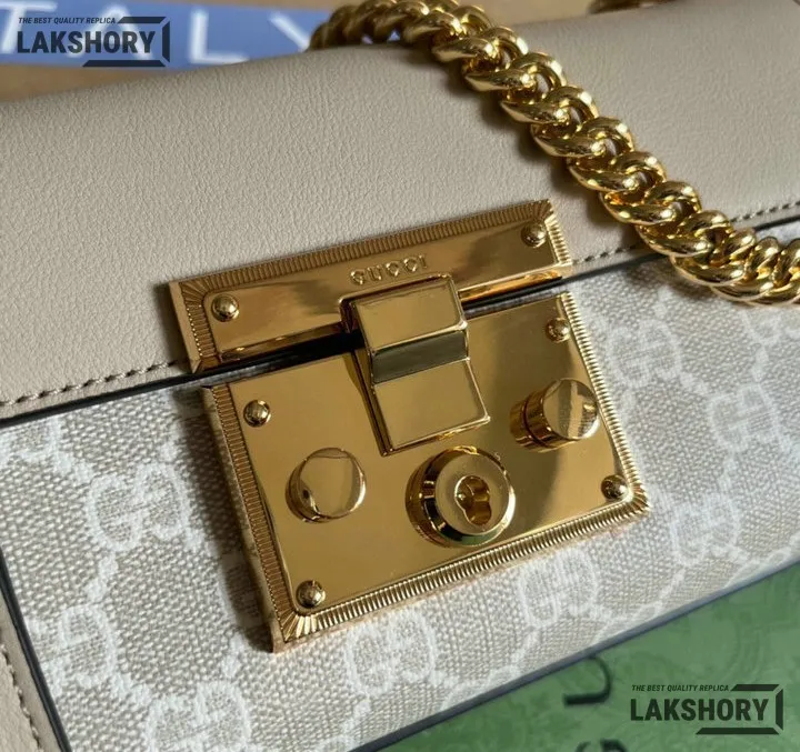 Gucci 1:1 Mirror Replica GG Supreme Metallic Mini Padlock 22CM/8.7IN Gucci Replica Padlock Bags Gucci 1:1 Mirror Replica GG Supreme Metallic Mini Padlock 22CM/8.7IN Gucci Replica Padlock Bags