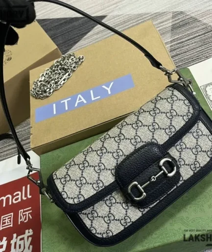 Gucci 1:1 Mirror Replica GG Small Chain Horsebit 1955 Monogram 24CM/9.4IN Gucci Replica Horsebit Bags