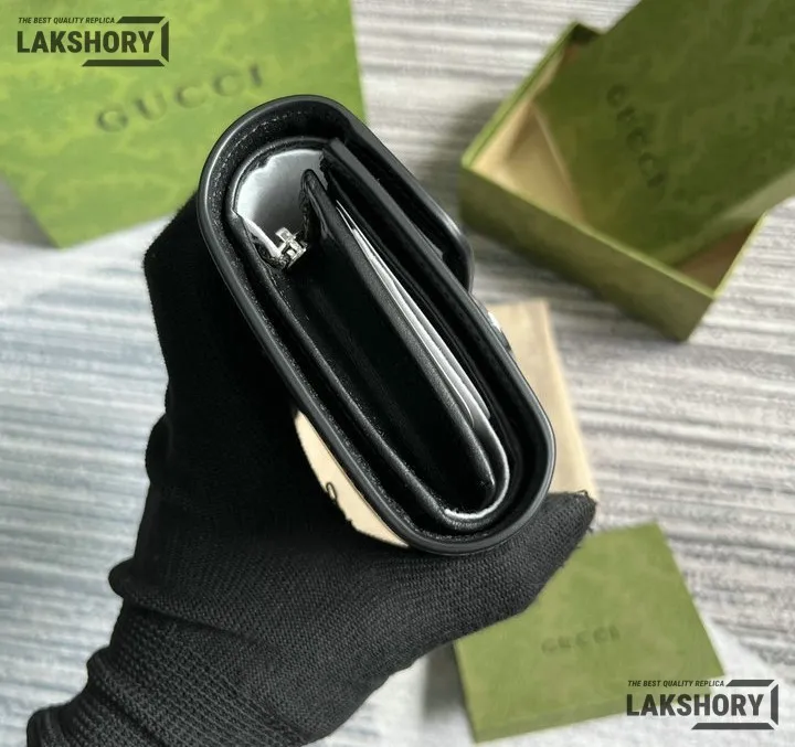 Gucci 1:1 Mirror Replica Petite GG Medium Wallet Black 11CM/4.3IN Gucci Replica Wallets Gucci 1:1 Mirror Replica Petite GG Medium Wallet Black 11CM/4.3IN Gucci Replica Wallets