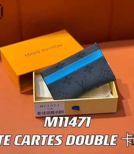 Louis Vuitton 1:1 Mirror Replica Double Card Holder Monogram Eclipse Canvas 7CM/2.8IN Louis Vuitton Replica Wallets